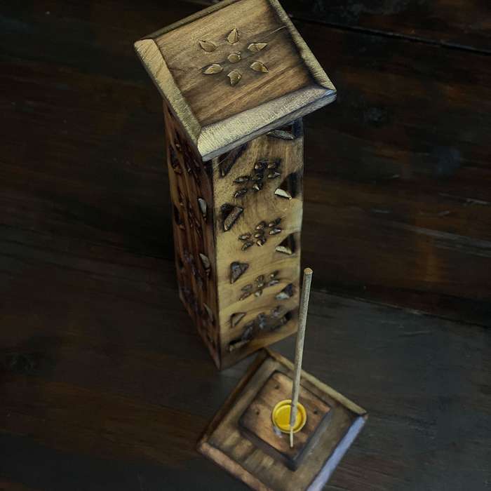 Wooden Flower Tower Incense Holder