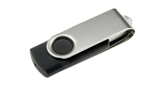 Black & Silver Swivel 16GB USB Carboard Box