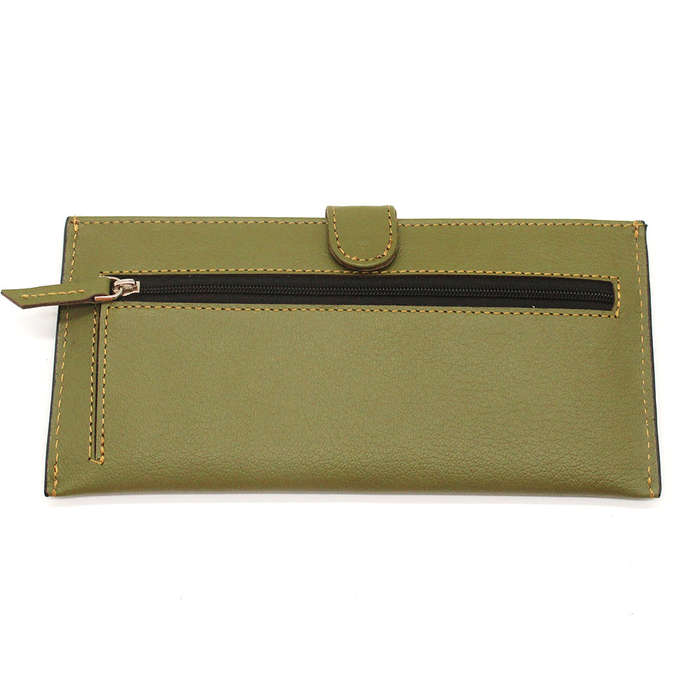 Sleek Green Leather Ladies Wallet