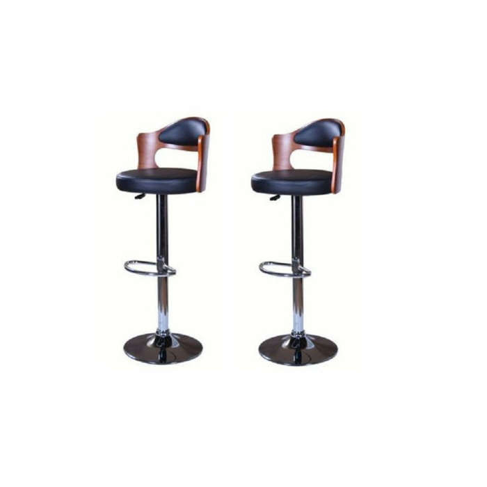 BG Contemporary design Wooden and Leather Bar stool - set of 2