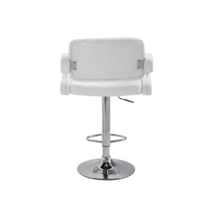 White Luxury Leather Barstool With Chrome Base