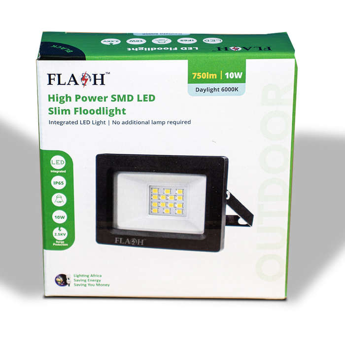 FLASH 10W SMD LED Slim Floodlight Daylight 6000K Black