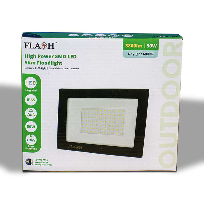 FLASH 50W SMD LED Slim Floodlight Daylight 6000K Black