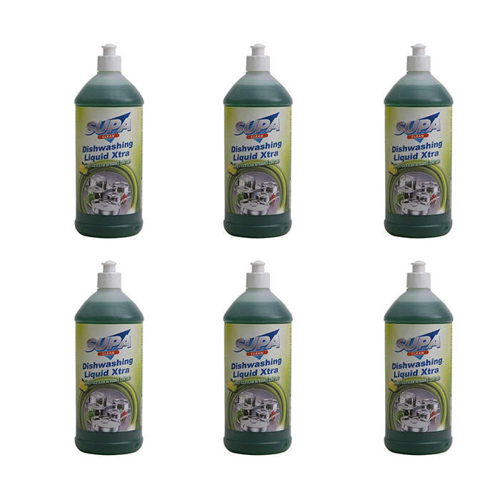 SUPA CLEAN Dishwashing Liquid Xtra with Citrus Biodegradable 1 Litre ( 6 Pack )
