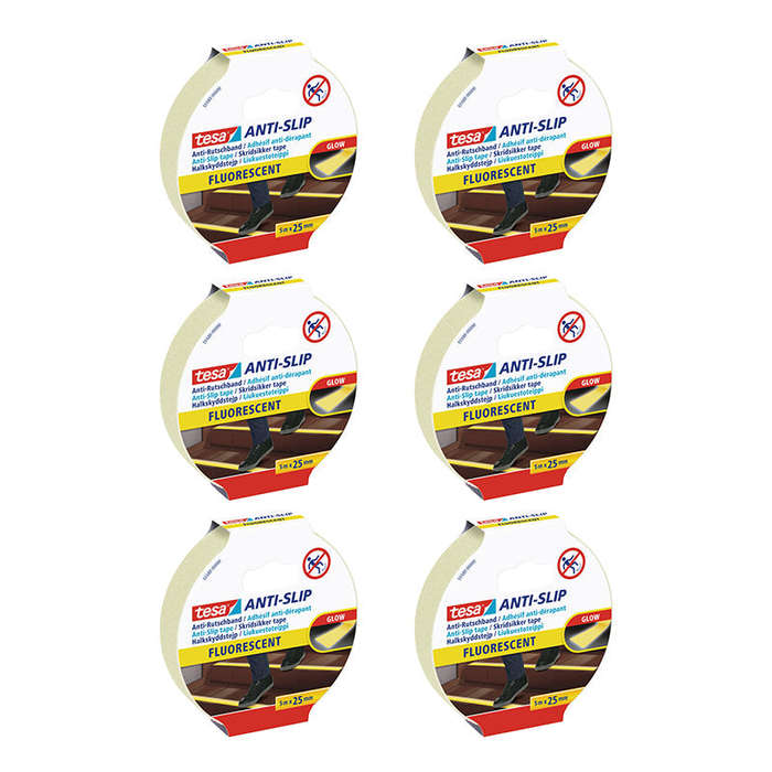 TESA Anti-Slip Tape Day Glow 5m x 25mm - Flourescent ( 6 Pack )