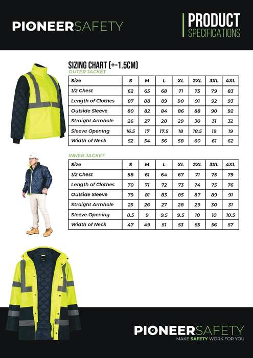 PIONEER SAFETY Jacket Parka 5 In 1 Lime/Navy