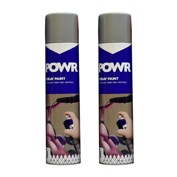 POWR Spray Paint Metallic Aluminium 300ml ( 2 Pack )
