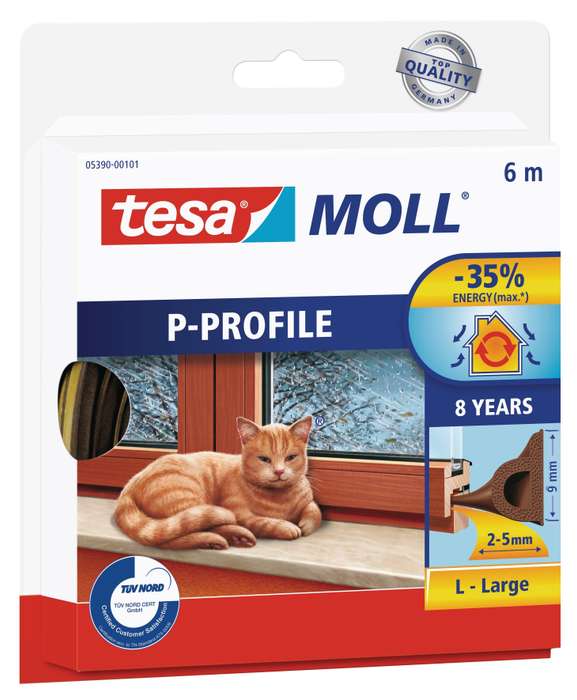 TESAMOLL P-PROFILE Window Insulation Tape 6m x 9mm Brown