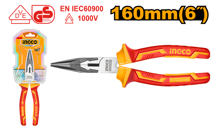 Ingco Plier Vde 1000V 160Mm Long Nose