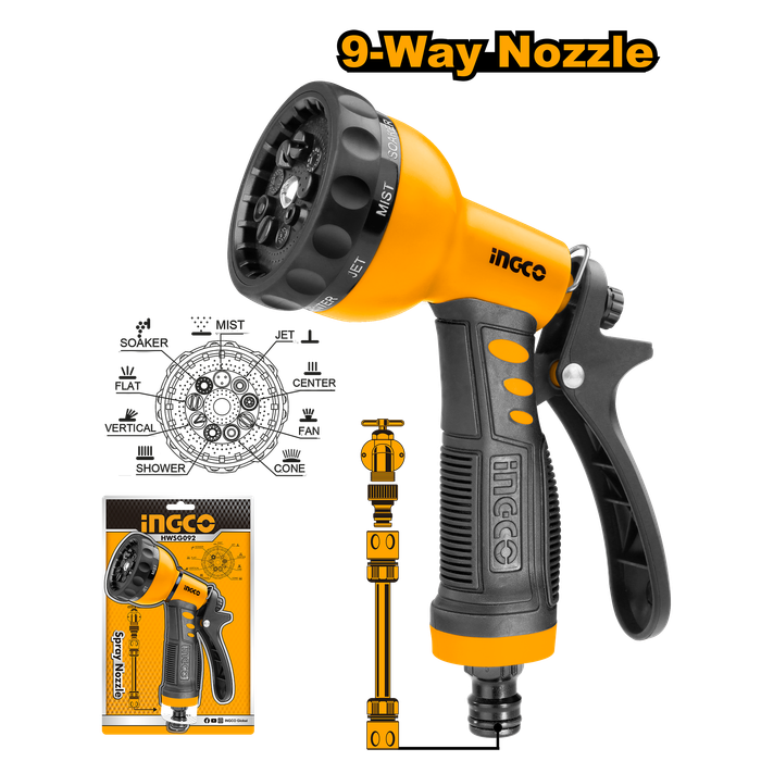 Special - Ingco Plastic Trigger Spray Nozzle (9 Different Patterns)