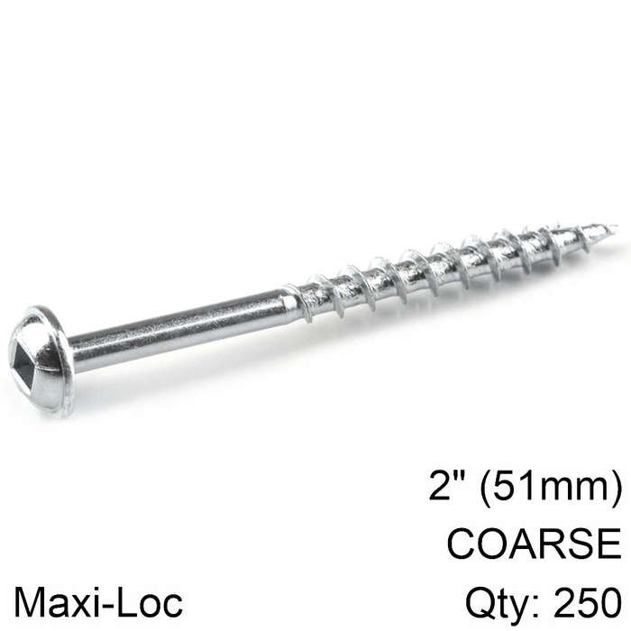 Kreg Kreg Zinc Pocket Hole Screws 51Mm 2.00' #8 Coarse Thread Mx Loc 250Ct -