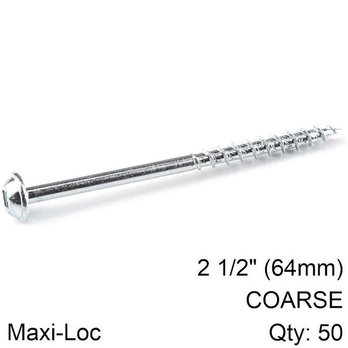 Kreg Kreg Zinc Pocket Hole Screws 64Mm 2.50' #8 Coarse Thread Mx Loc 50Ct -