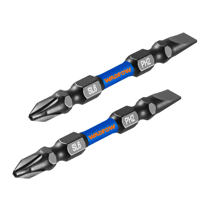 Wadfow Impact screwdriver bits PH2+SL6 65mm 2Pcs