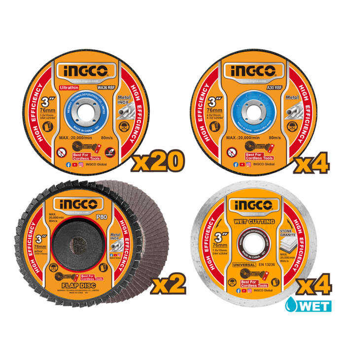 Ingco Assorted Disc Set 76mm 30pcs