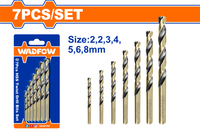 Wadfow HSS twist drill bits set 7 Piece