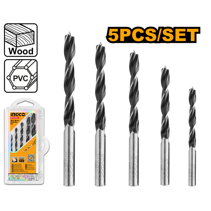 Ingco Wood Drill Bit Set 5Pcs -