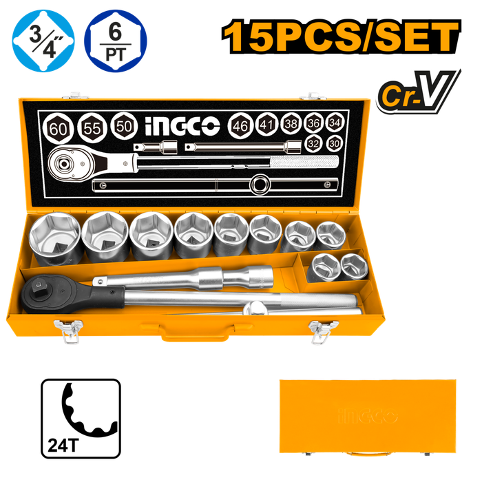 Ingco Socket Set 15Pcs