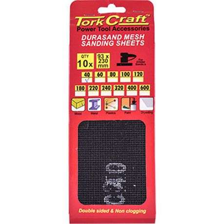 Tork Craft Durasand Mesh Sanding Sheet 40Grit 93 X 230Mm 10Pc Per Pack -