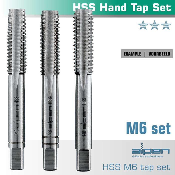 Hand Tap Set In Pouch M6 Hss 1.0Mm Pitch -