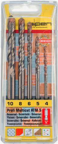 Multicut Drill Bit Set 5 Piece Hex Shank 4 5 6 8 10Mm -