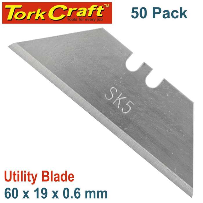 Tork Craft Utility Blade Solid 60Mm X 19Mm X 0.6Mm 50Pc Sk5