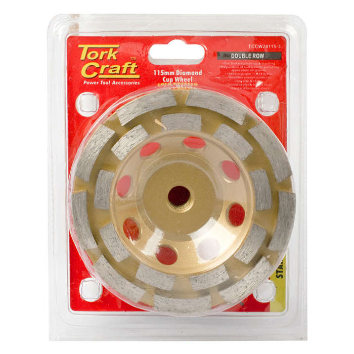 Tork Craft Dia. Cup Wheel 115 Mm X M14 Dbl Row Cold Pressed -