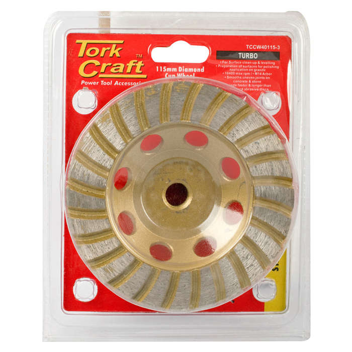 Tork Craft Dia. Cup Wheel 115Mm X M14 Turbo Cold Pressed -