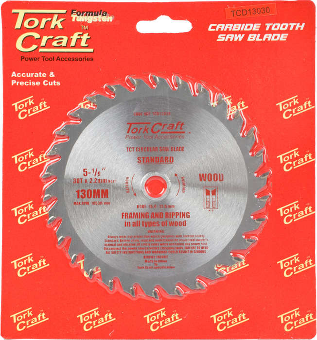 Tork Craft Blade Tct 130 X 30T 16/13 General Purpose Combination Wood -