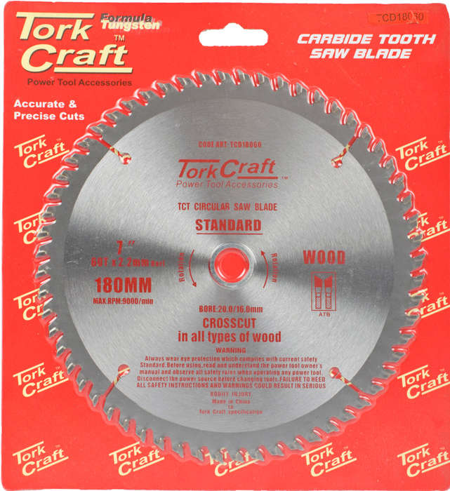 Tork Craft Blade Tct 180 X 60T 20/16 General Purpose Combination -