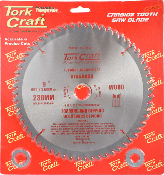 Tork Craft Blade Tct 230 X 60T 30/1/20 General Purpose Cross Cut -