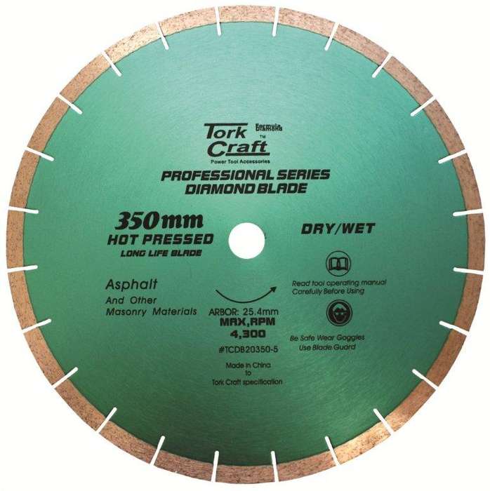 Tork Craft Diamond Blade 350X25.4Mm Asphalt Hot Pressed Segmented Tar -