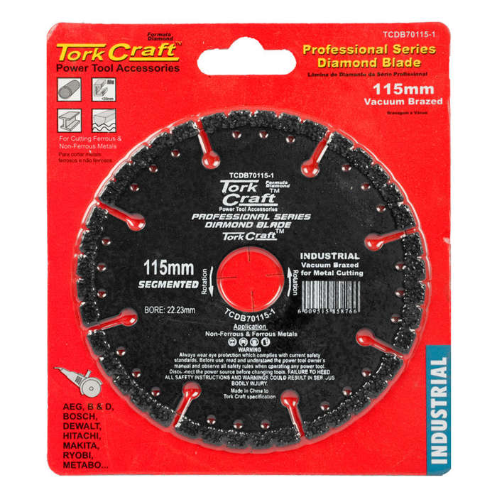 Tork Craft Diamond Blade Seg.115 X 22.23Mm Vacuum Brazed  For Metal Cutting -