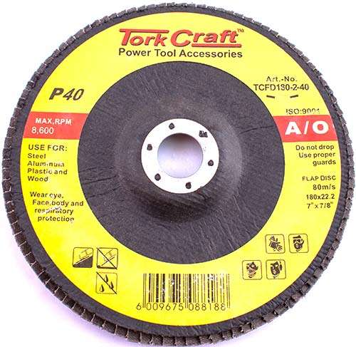 Tork Craft Flap Disc 180Mm 15 Deg.Angle 40Grit -