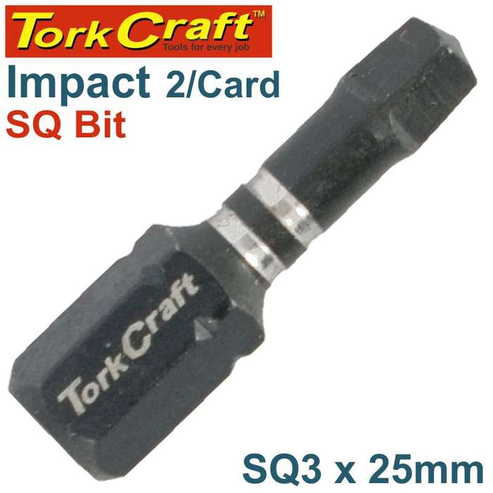 Tork Craft Impact Square Recess Ins.Bit No.3X25Mm 2/Card -