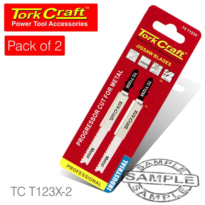 Tork Craft T-Shank Jigsaw Blade For Metal 1.2 - 2.6Mm 10Tpi 100Mm 2Pc -