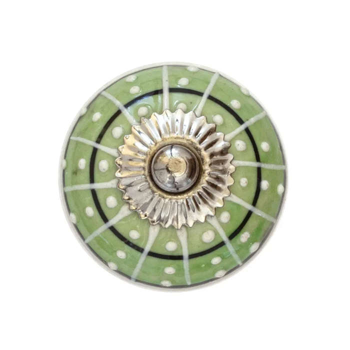 Ceramic Knob - Green Dotted