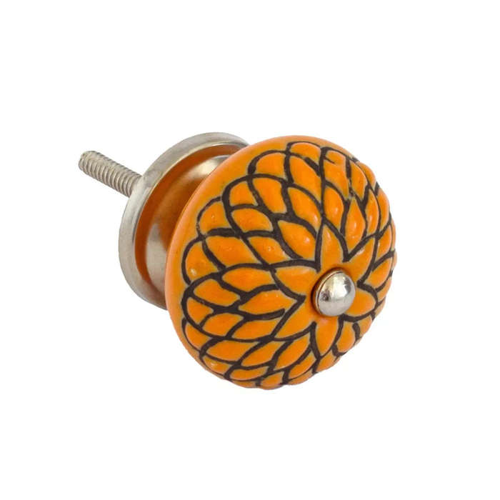 Ceramic Knob - Orange Flower