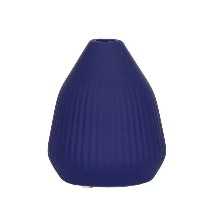 Ceramic Vase - Blue Ribbed Posy 13.5cm