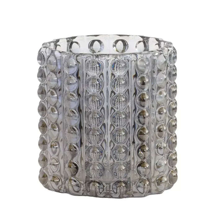 Glass Votive - Silver Pearlescent 9.5cm