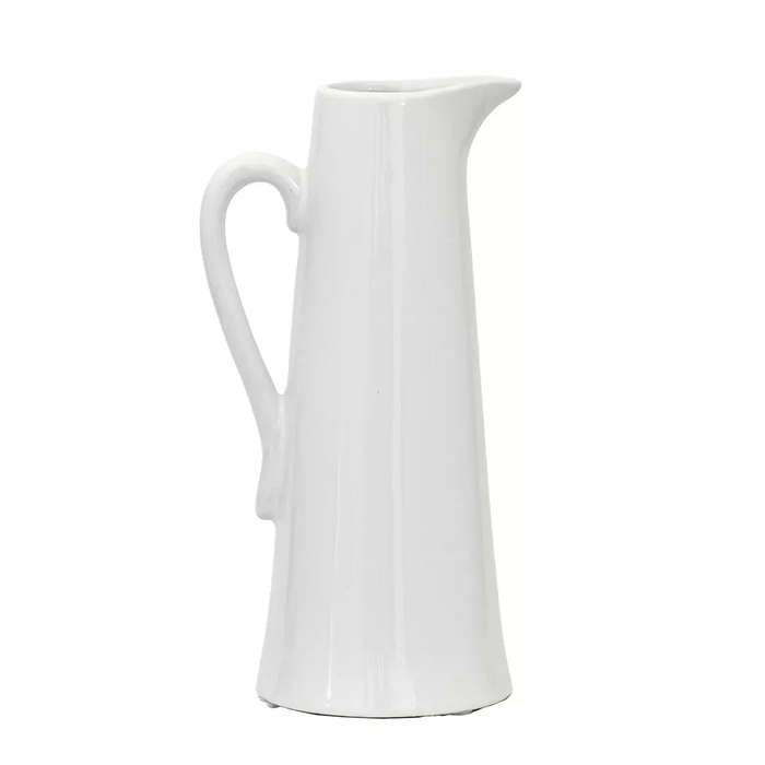 Jug - Ceramic White Smooth Tall