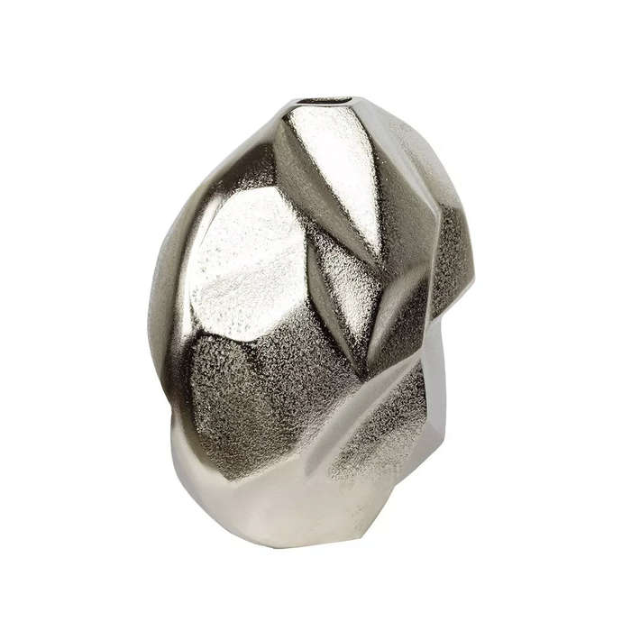 Metal Vase - Silver Folded Rustic 26.5cm