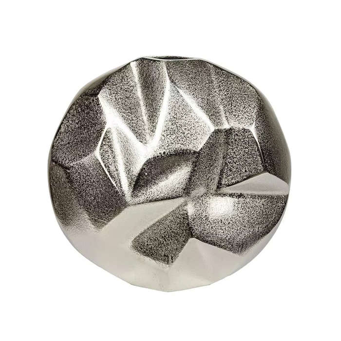Metal Vase - Silver Folded Rustic 26.5cm