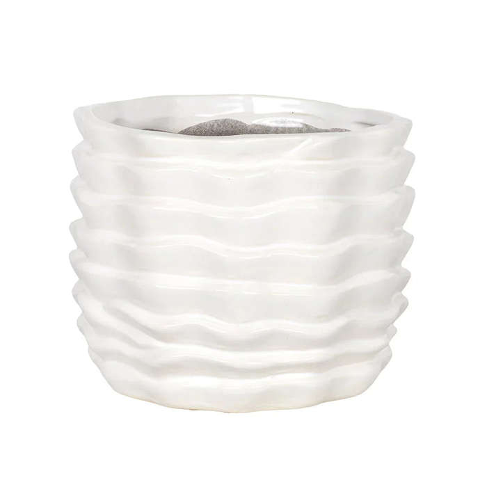 Planter - Ceramic White Layered 15cm