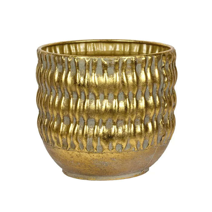 Planter - Metal Gold Ripples 15cm