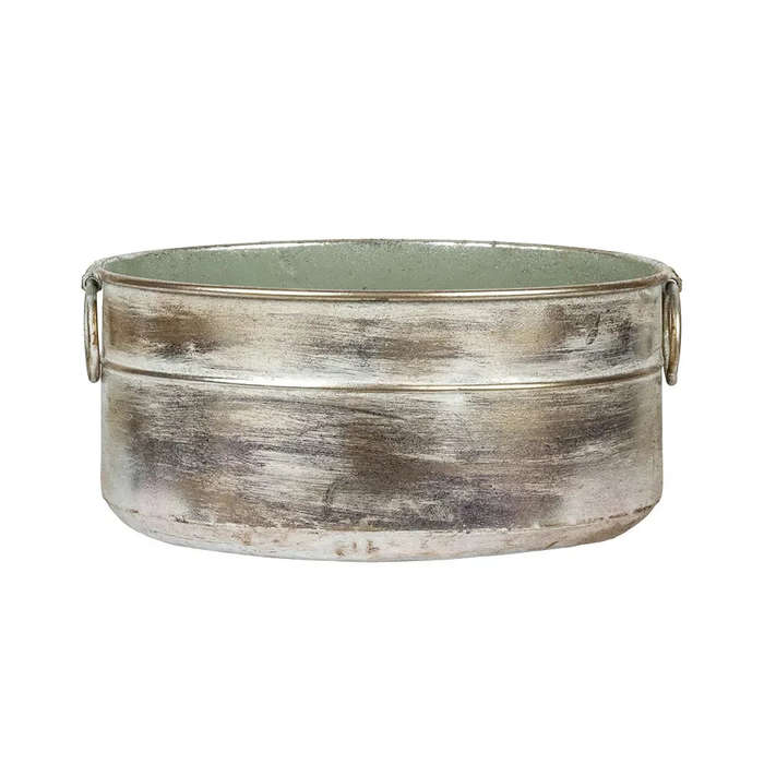 Planter Tub - Metal Silver Rings 28cm