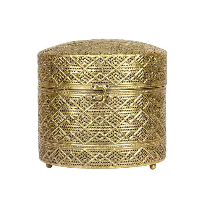 Trinket Box - Golden Cylinder 19.5cm