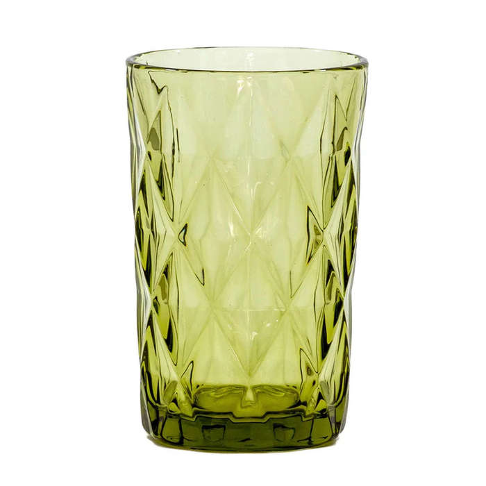 Drinking Glass - Large Diamonds Green 340ml