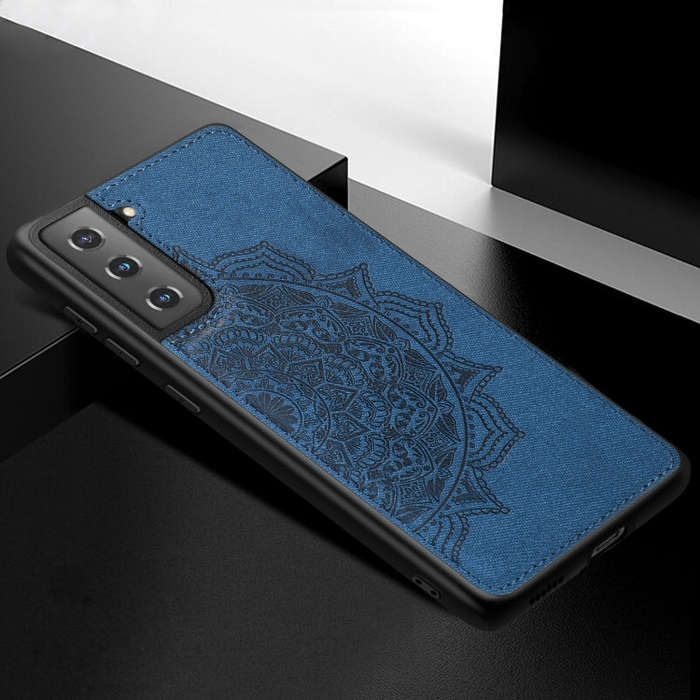 For Samsung Galaxy S21 Plus  5G Mandala Embossed Cloth Cover PC + TPU Mobile Phone Case with Magn...