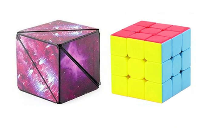 Shape Shifting Magnetic Fidget Cube & Magic 3D Lumo Puzzle Cube Set Of 2