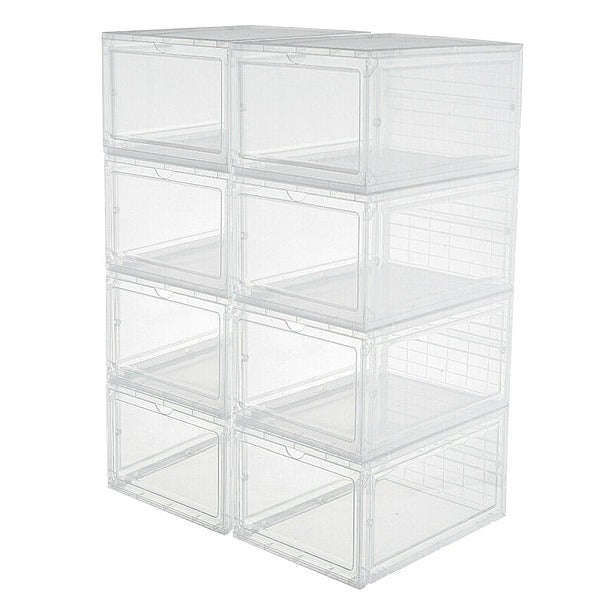 Transparent Plastic Stackable Storage Boxes For Shoes Or Other Items-8 Pack